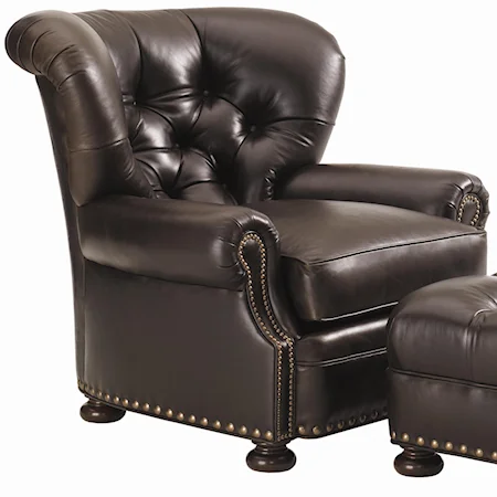 Elle Leather Upholstered Chair with Tufted Back